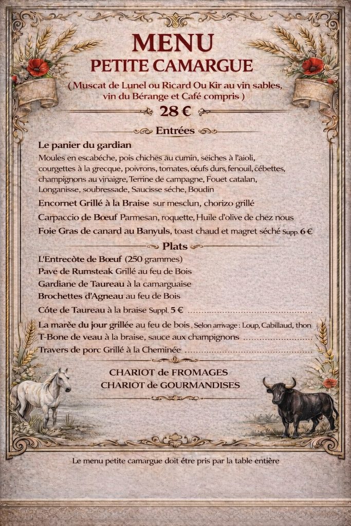 Menu Petite Camargue
